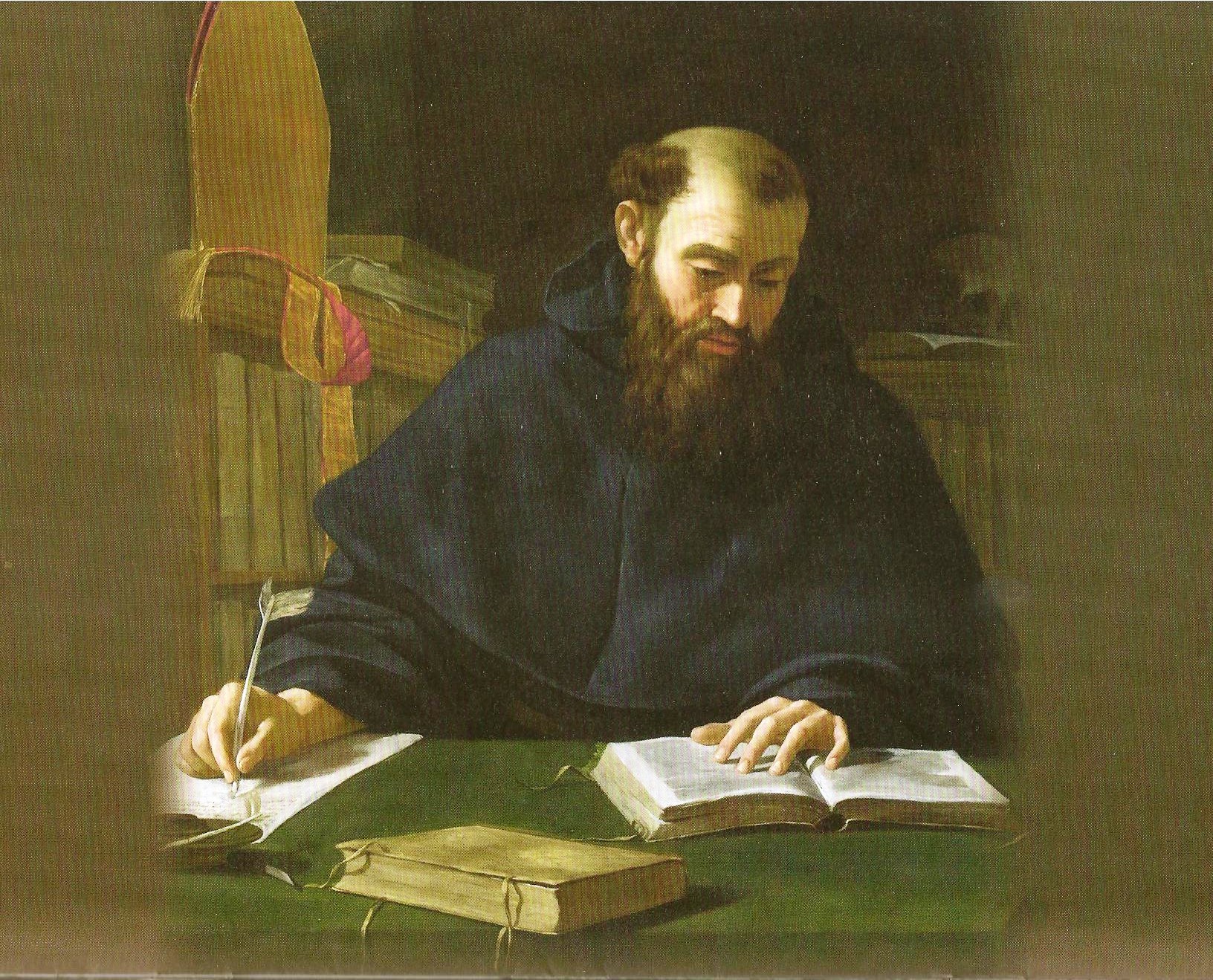 Painting of St. Augustine writing his rule
