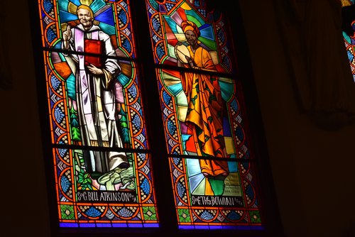 Stained glass window of St. Augustine
