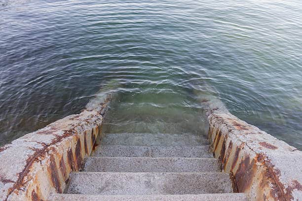 Stone stairs leading down into the sea