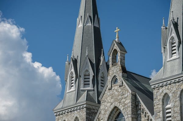 Closeup of the Villanova Church Spire